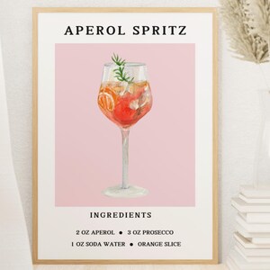 Aperol Spritz Print Bar Cart Décor Cocktail Poster Party Signature Drink Sign Trendy Wall Art Kitchen Wall Décor Colourful Digital Download