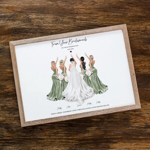 Personalised Bride & Bridesmaids Wall Art Wedding Day Keepsake Customised Painting Portrait Bridal Party Digital Printable Download Gift