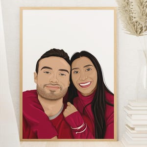 Detailed Custom Portrait from Photo Digital Illustration Printable Download Poster Art Personalised Gift Anniversary Birthday Hand Drawn