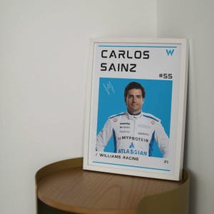 Carlos Sainz Poster druckbare Wandkunst Formel 1 Druck Sport Wandbehang Motorsport F1 Auto-Liebhaber Williams Racing Geschenk Digitaler Download