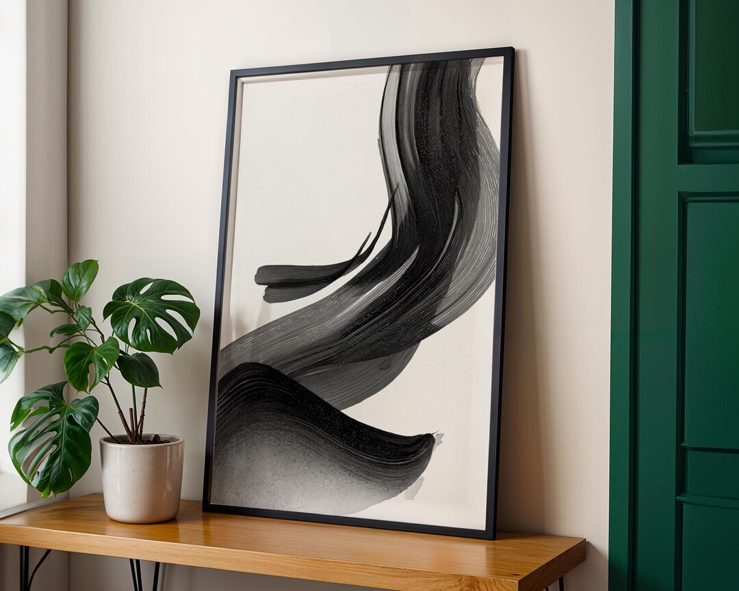 Black and White Abstract Print, Modern Minimalist Wall Art, Monochrome ...