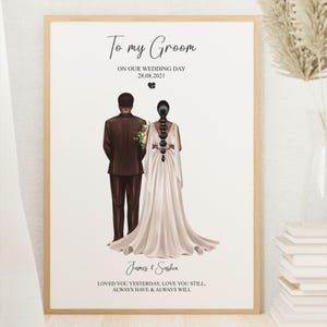 Personalised Wedding Gift For Groom From Bride Wedding Keepsake Gift For Him Bride and Groom Print Wedding Present For The Happy Couple