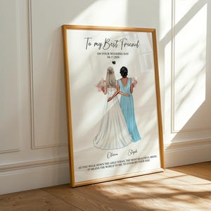 Regalo di nozze personalizzato dalla damigella d'onore alla sposa il giorno delle nozze. Stampa personalizzata per la sposa. Regalo per la sposa. Ricordo di nozze. Damigella d'onore.