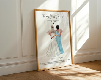 Cadeau de mariage personnalisé de la demoiselle d'honneur à la mariée le jour du mariage Cadeau personnalisé impression de la mariée pour la mariée Souvenir de mariage demoiselle d'honneur