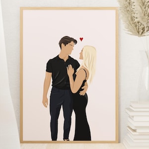 Faceless Custom Portrait from Photo Digital Illustration Printable Download Poster Art Personalised Gift Anniversary Birthday Hand-Drawn