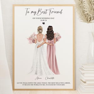 Regalo de boda personalizado de la dama de honor a la novia el día de la boda Impresión de novia personalizada Regalo para la novia Recuerdo de boda Dama de honor