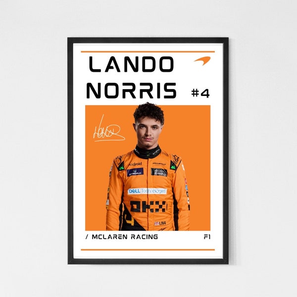 Lando Norris 2024 Poster, F1 Racing Poster, F1 Fan Gift, Formula One Poster, Sports Poster, Gift For Him, Sports Bedroom Poster, Motorsports