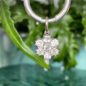 Antique paste pendant, flower cluster, Edwardian, silver and gold