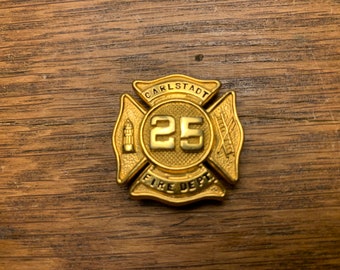 Carlstadt NJ Fire Dept. Shield Logo Pin, Vintage