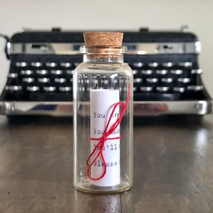 Mini Message in a Bottle on Vintage Typewriter / Personalized Love Letter, Inspirational Note / Unique Gift, Keepsake