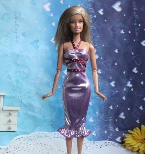 Satin For Barbie Dress Purple Fits Barbie Dress Barbie Doll | Etsy