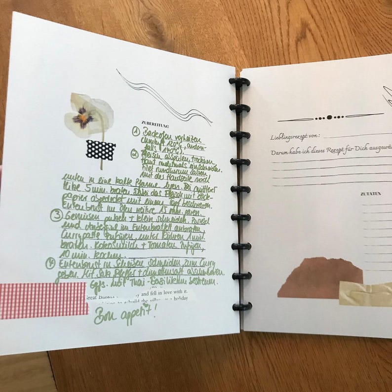 Kochbuch Rezeptordner zum Selbst Ausfüllen – Co‑Cooking Journal – DIY Rezeptalbum mit 18 pages – Geschenk zur Hochzeit, Familie & Freunde image 6