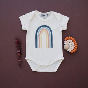 Organic Baby Onesie, Rainbow Baby Bodysuit, Pregnancy Announcement Onesie, New Baby Gift, gender neutral baby, minimalistic baby