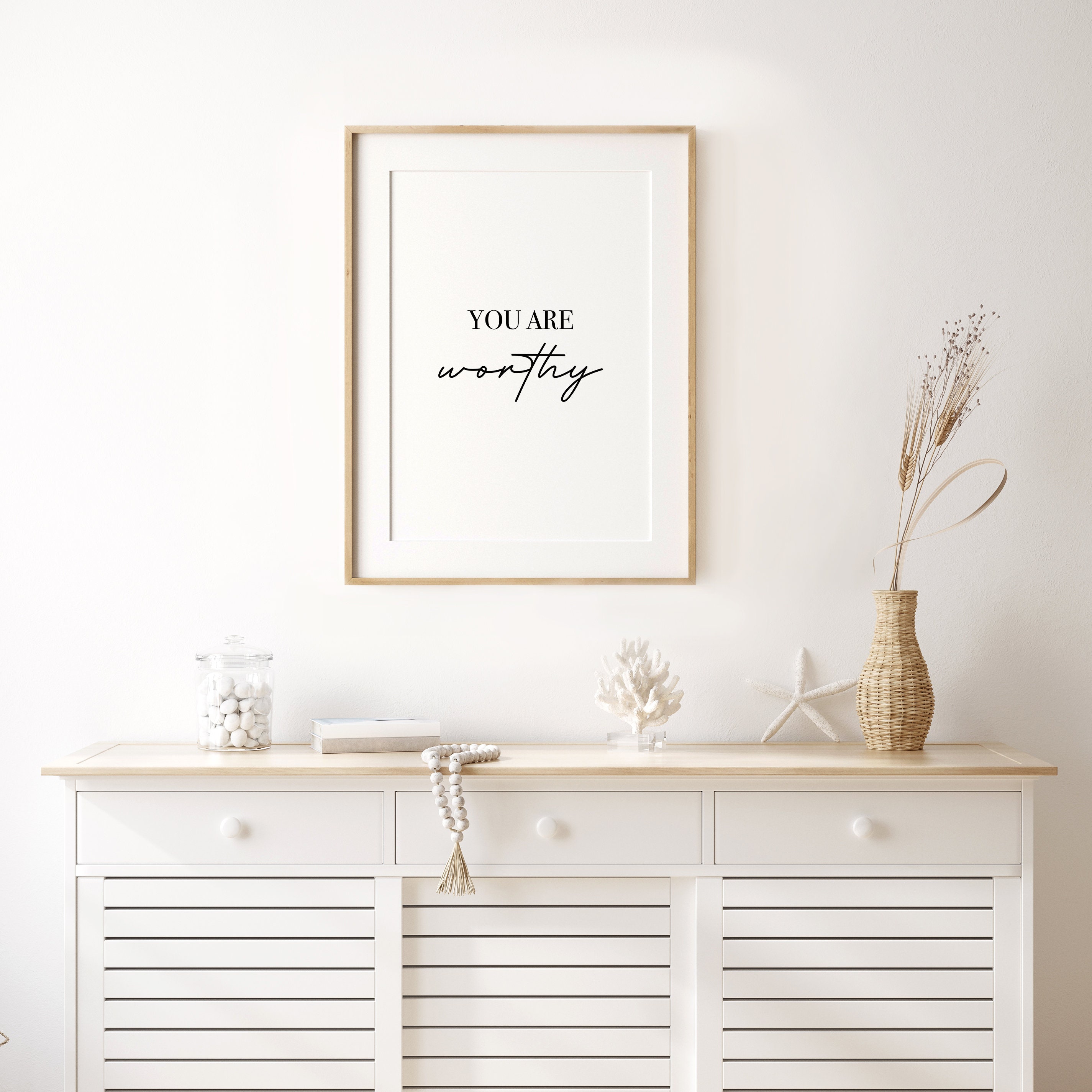 You Are Worthy Quote Modern Wall Art Bedroom Wall Art Etsy India