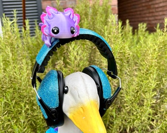 Axolotl Ear Muff Buddy, Noise Reducing Ear Muff Accessories, Neurodivergent, Autistic