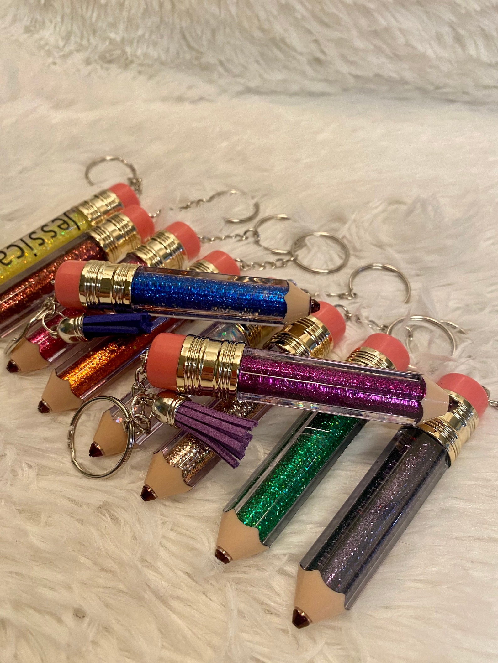 Glitter Pencil Keychains Names Etsy