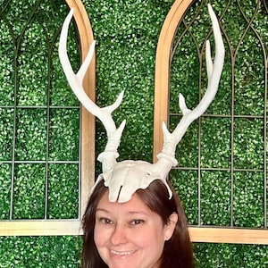 Deer Skull Antler Head Cap Deer Crown DIY costume Rennasaince Halloween Fair Fairy Elf