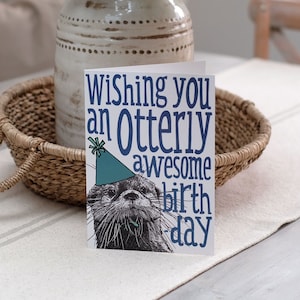 Otter birthday greetings card