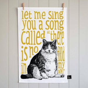 Fat Cat cotton Tea towel / Unique Home Gifts / Crazy cat lady / cat theme present / Letterbox Gift