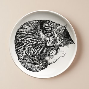 Illustrated Sleeping Cat china plate