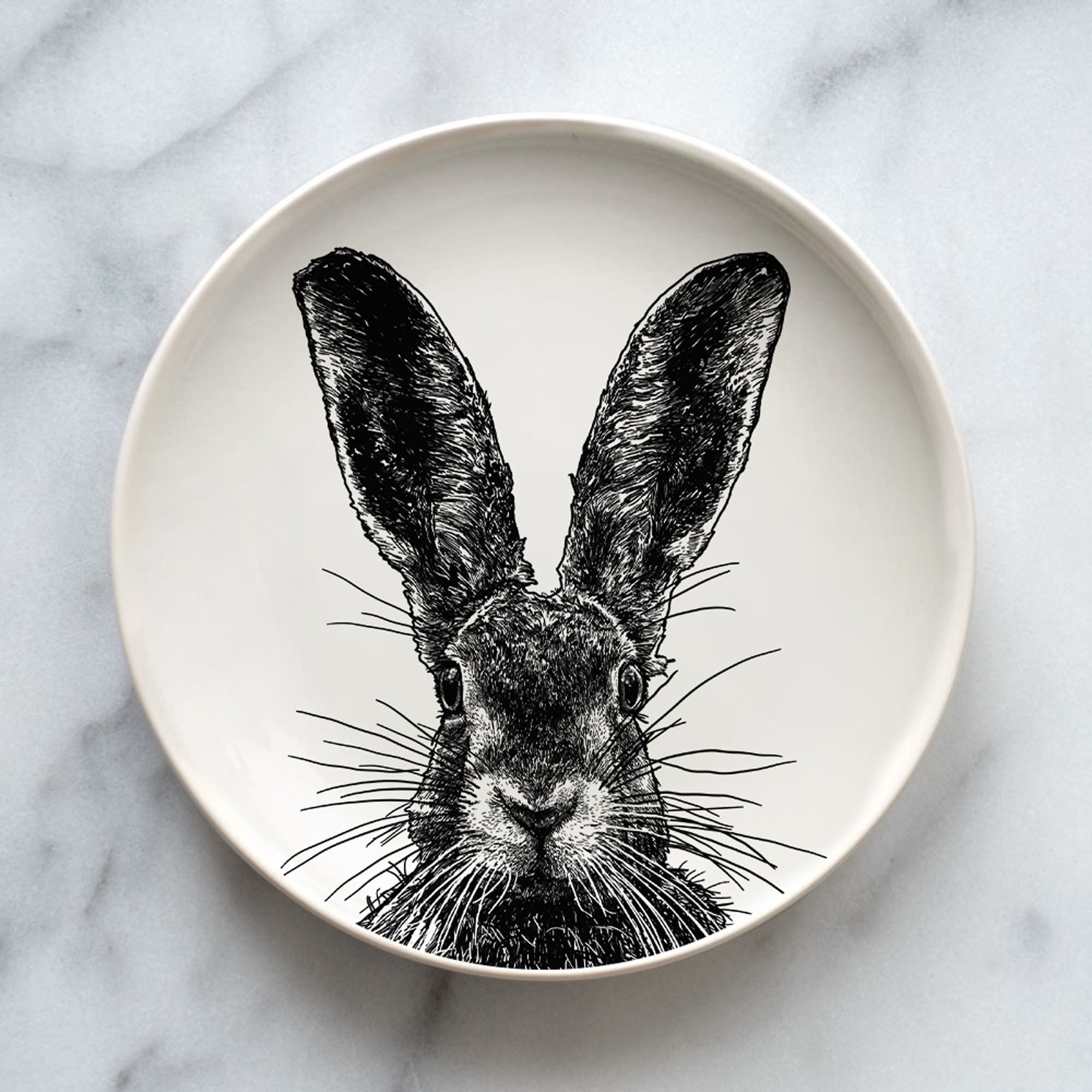 Illustrated Hare China Plate UK