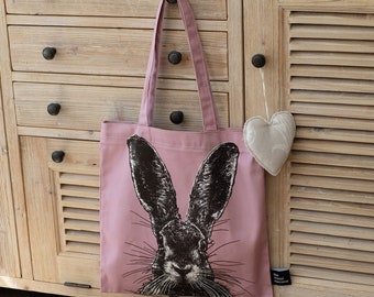 Cotton Pink Hare tote bag