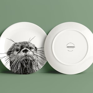 Illustrated Otter china plate