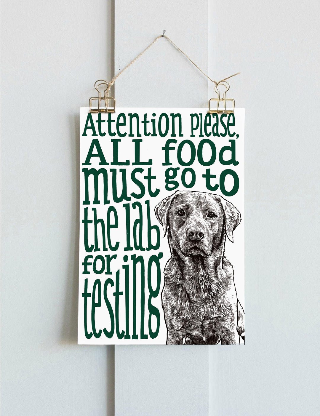 Illustrated Labrador Print A4 / A3 All Food Must Go to the Lab for ...