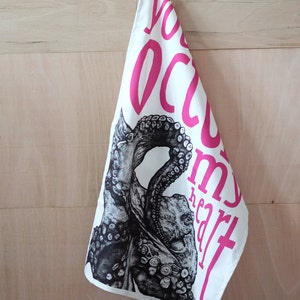 Octopus cotton tea towel - You octopi my heart  / underwater / under the sea / Letterbox Gift