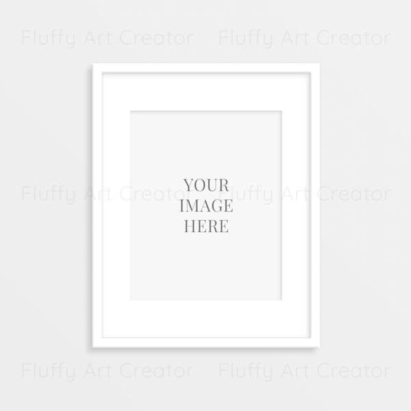 11x14 White picture frame mockup, Digital mockup with mat, Wall frame mockup, White art frame mockup, Picture frame mockup, White frame