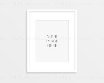 11x14 White picture frame mockup, Digital mockup with mat, Wall frame mockup, White art frame mockup, Picture frame mockup, White frame