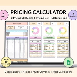 Pricing Calculator Spreadsheet for Small Businesses Product Pricing Calculator Price Guide Worksheet Price List Profit Calculator Template