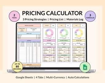 Pricing Calculator Spreadsheet for Small Businesses Product Pricing Calculator Price Guide Worksheet Price List Profit Calculator Template