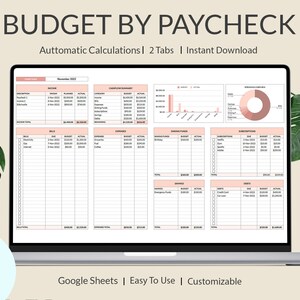 Budget by Paycheck Spreadsheet, Bi-weekly Paycheck Budget Planner, Monthly Budget Template, Paycheck Budget Spreadsheet, Google Sheets