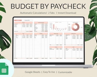 Budget by Paycheck Spreadsheet, Bi-weekly Paycheck Budget Planner, Monthly Budget Template, Paycheck Budget Spreadsheet, Google Sheets