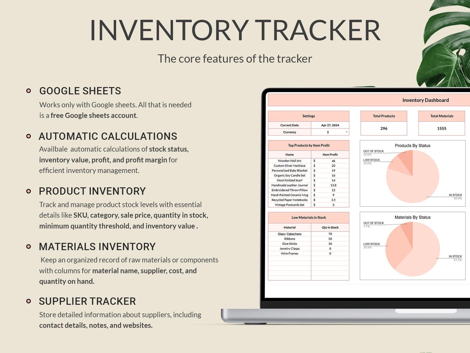 Inventory Tracker Spreadsheet Small Business Inventory Template Google ...