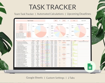 Plantilla de seguimiento de tareas de Google Sheets, gestión de proyectos en equipo, lista de tareas de empleados, organizador de productividad de listas de tareas pendientes, planificador de tiempo diario y semanal