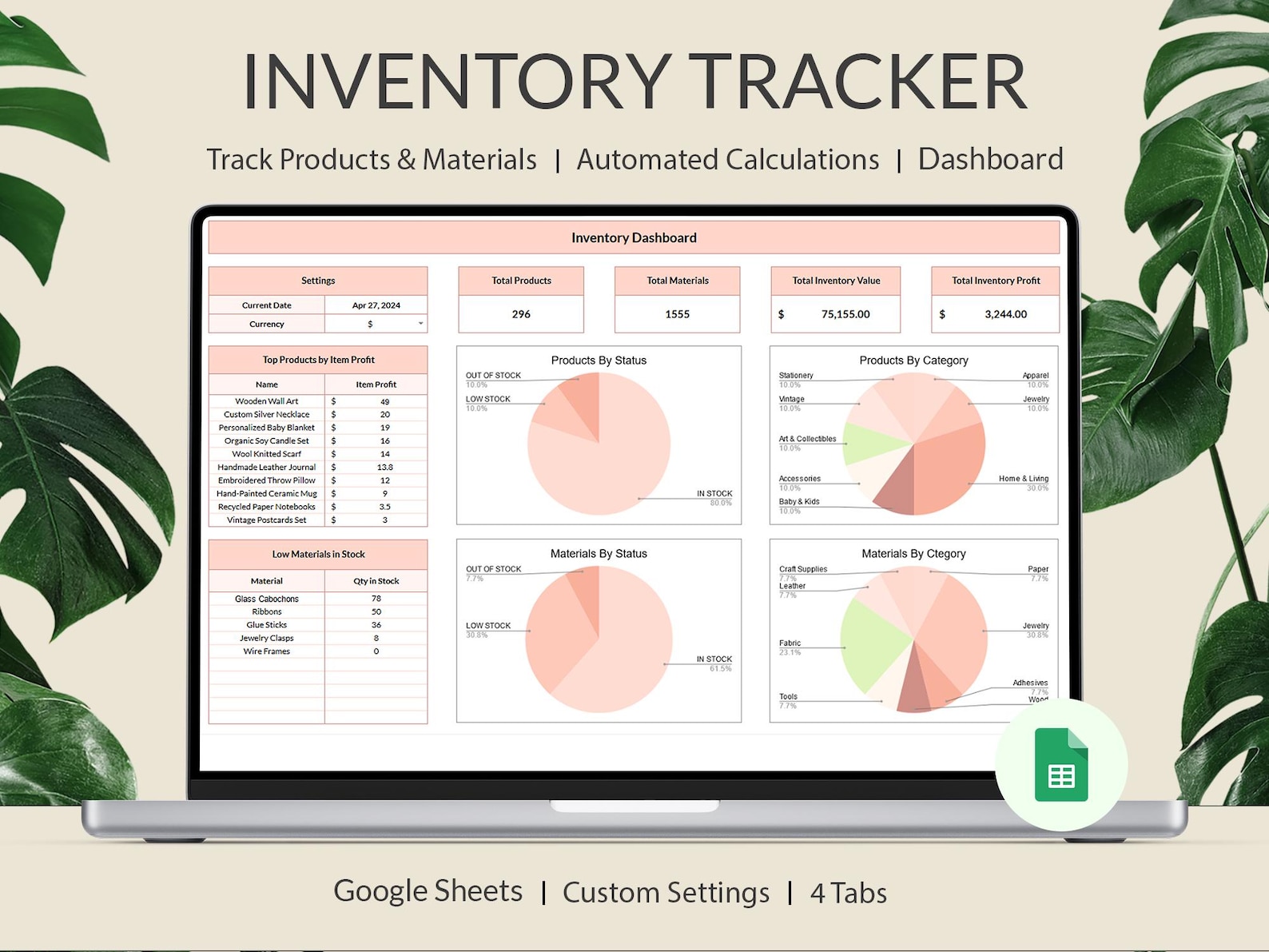 Inventory Tracker Spreadsheet Small Business Inventory Template Google ...