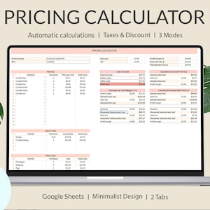 Pricing Calculator Spreadsheet, Price Handmade Products Google Sheet Small Business Template, Product Pricing Calculator, Pricing Worksheet