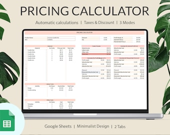 Pricing Calculator Spreadsheet, Price Handmade Products Google Sheet Small Business Template, Product Pricing Calculator, Pricing Worksheet