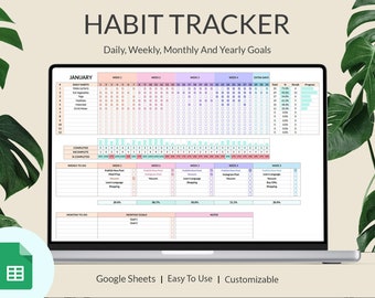 Habit Tracker Tabelle Google Sheets Täglich Wöchentlich Monatlich Jährlich