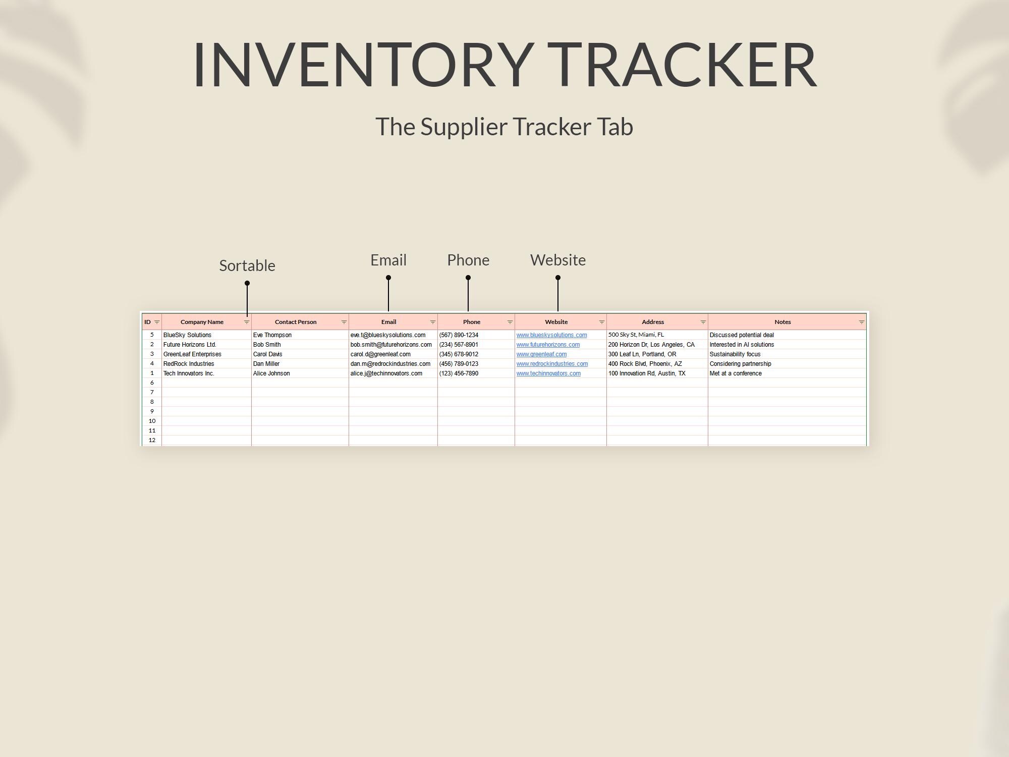 Inventory Tracker Spreadsheet Small Business Inventory Template Google ...