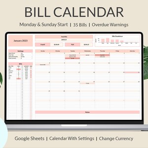Bill Tracker Spreadsheet, Google Sheets Bill Calendar, Monthly Bill Planner, Bill Payment Dashboard, Personal Finance, Financial Planner