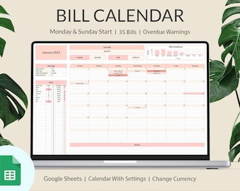 Bill Tracker Spreadsheet, Google Sheets Bill Calendar, Monthly Bill Planner, Bill Payment Dashboard, Personal Finance, Financial Planner