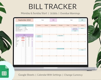 Bill Tracker Spreadsheet, Google Sheets Bill Calendar, Automated Monthly Bill Tracker, Bill Payment Tracker, Dashboard, Financial Planner