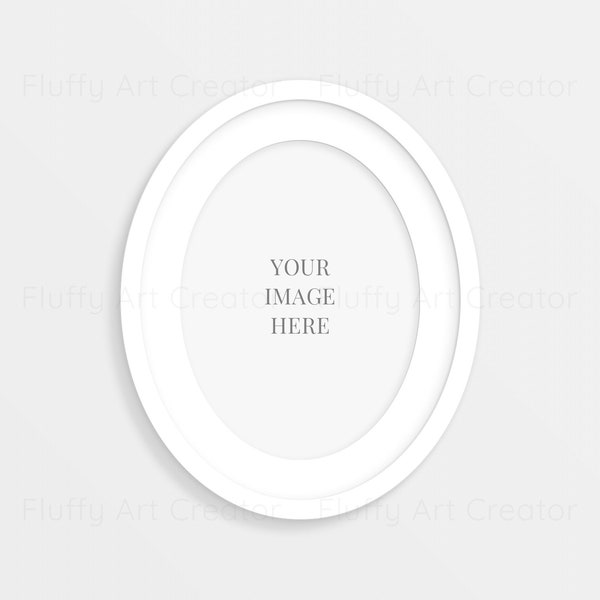 Oval frame mockup 8x10, White oval picture frame, White oval wall frame mockup, White oval photo frame, Digital mockup with mat, PSD