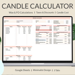 Planilha de Calculadora de Velas para Preço de Velas Artesanais, Calculadora de Preços para Fabricação de Velas, Calculadora de Custos, Planilha de Preços, Planilhas Google