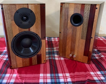 Custom bookshelf speakers made from reclaimed wood