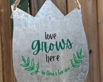 Customizable "Love Grows In The Garden" Outdoor Sign