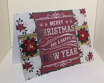 Cartão de Natal feito à mão/"Feliz Natal e Próspero Ano Novo"/Cartão em branco